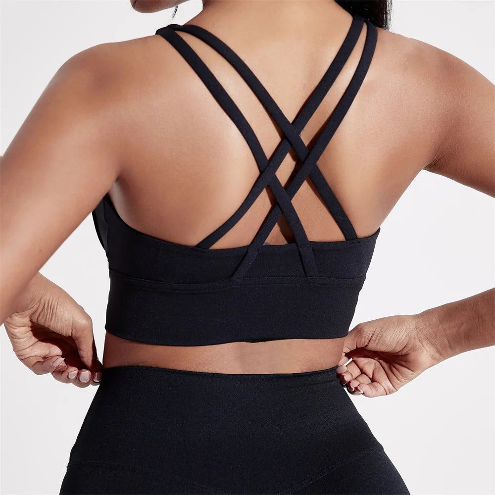 Solid Colour Women Fitness Sport Bra