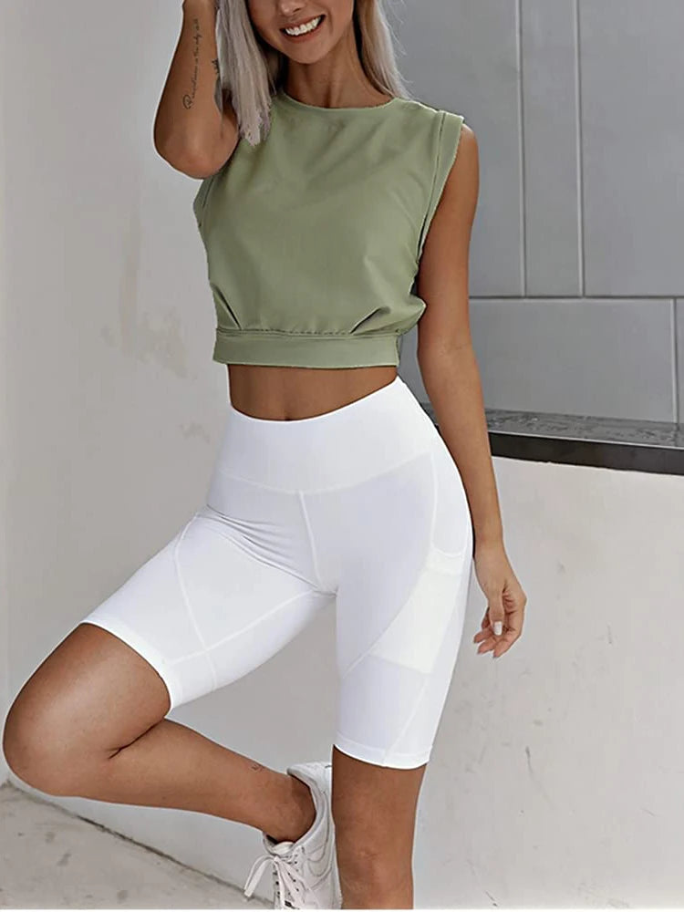 Women's Crop Top Gym Workout Loose T-Shirt