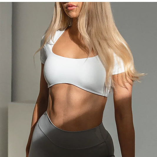 Shockproof Short Sleeve Fitness Bra