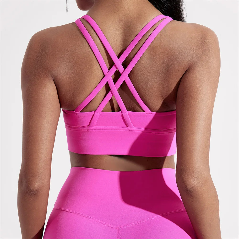 Solid Colour Women Fitness Sport Bra