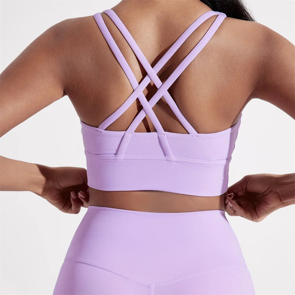 Solid Colour Women Fitness Sport Bra