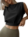 Women's Crop Top Gym Workout Loose T-Shirt