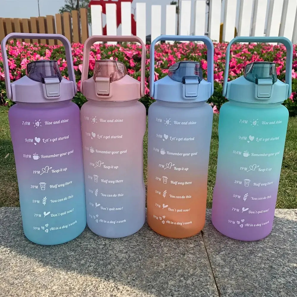 3Pcs Gradient Large Capacity Motivational Sports Bottle Kit