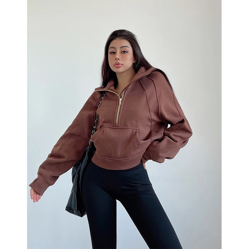 Oversized Zip Female Pullover Fleece