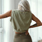 Women's Crop Top Gym Workout Loose T-Shirt