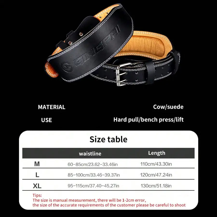 Gym Weightlifting Real Cowhide Support Belt