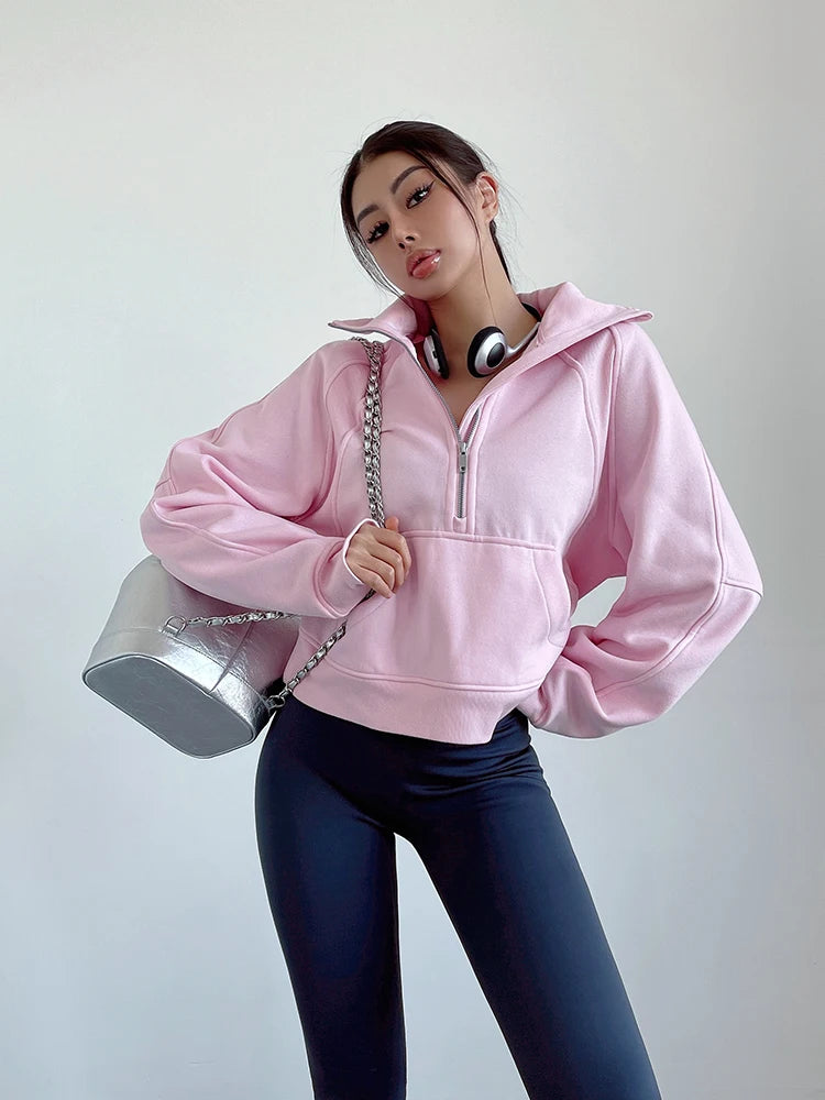 Oversized Zip Female Pullover Fleece