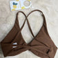 Front Twist Padded Cross Strap Sports Bra