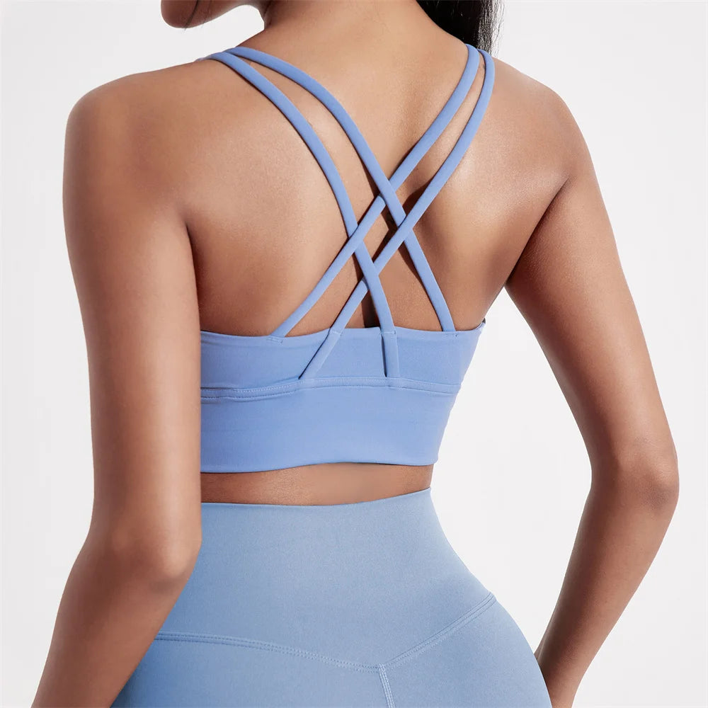 Solid Colour Women Fitness Sport Bra