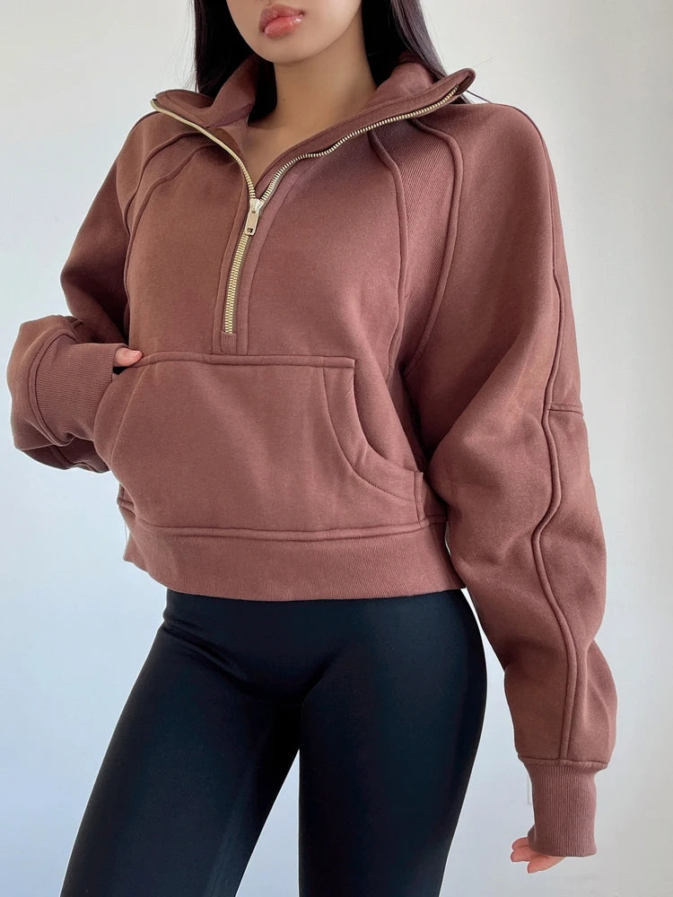 Oversized Zip Female Pullover Fleece