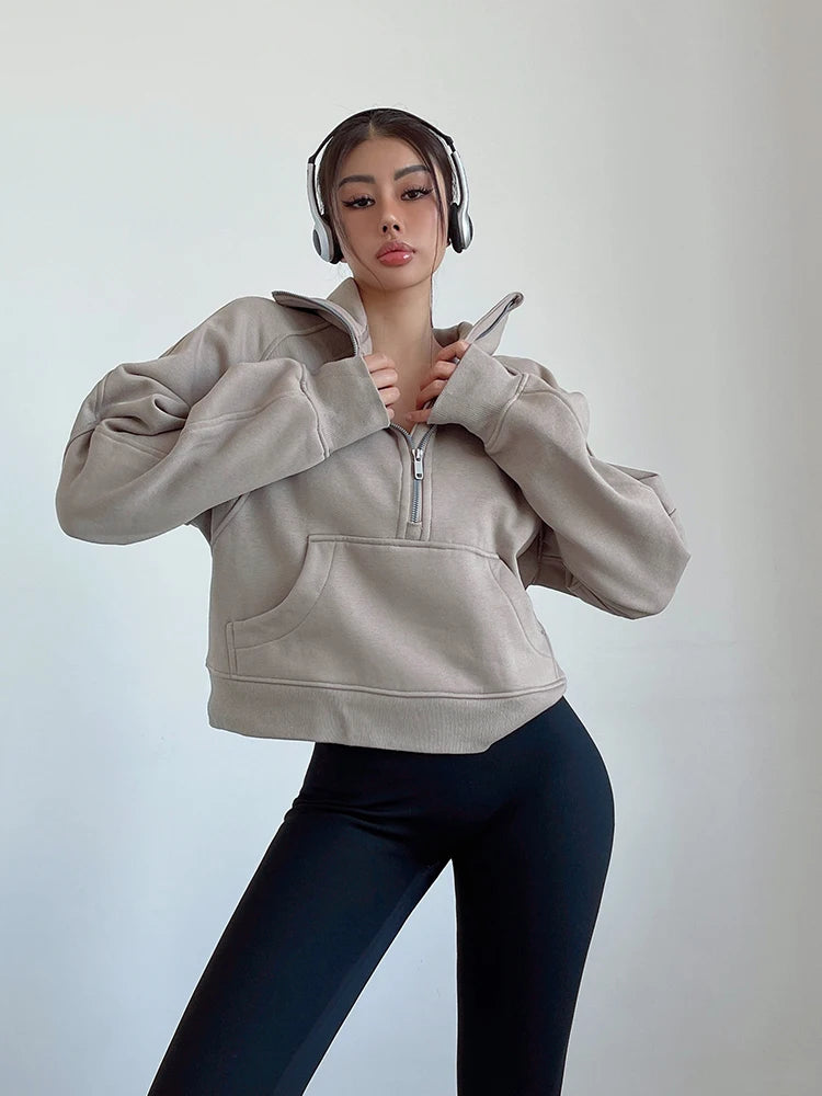 Oversized Zip Female Pullover Fleece