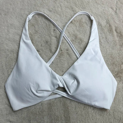Front Twist Padded Cross Strap Sports Bra